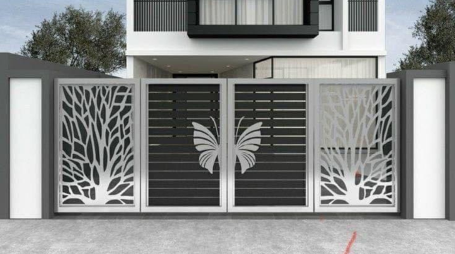 Modern Butterfly Laser-Cut Main Gate